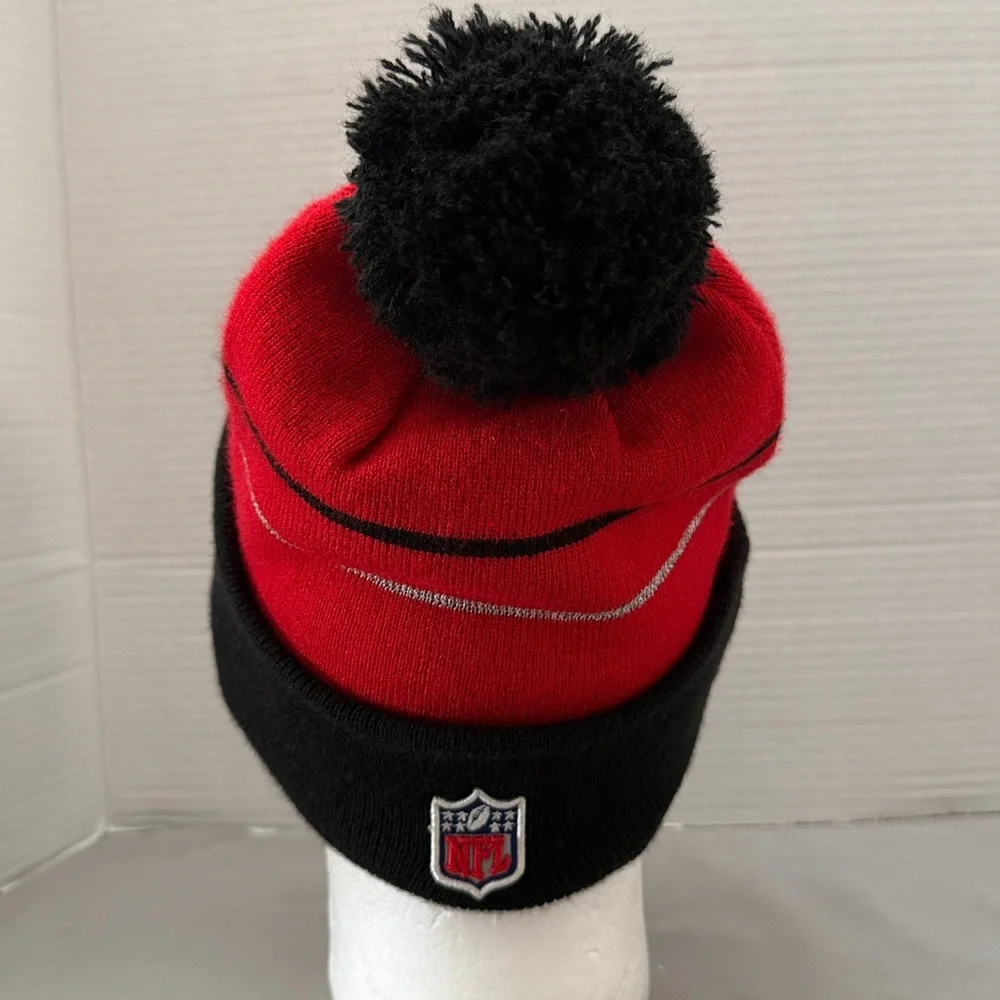 New Era San Francisco 49ERS Beanie Cap Hat Pom Logo Fleece Lined Red & Black OS